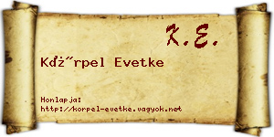 Körpel Evetke névjegykártya